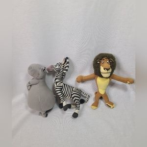 Lot of 3 Madagascar DreamWorks Plush Figures 2005